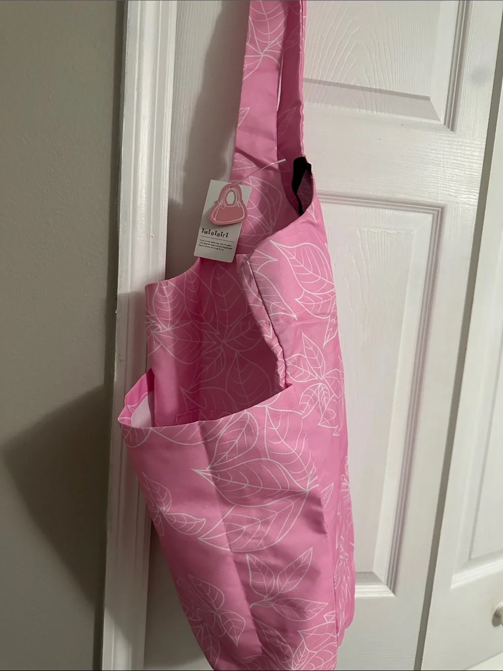 Pink with white Leaf-Print Yoga Mat Bag NWT
